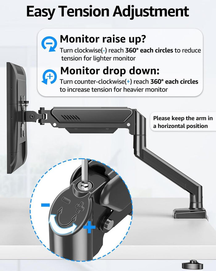 Monitor arm sagging under the weight of a screen