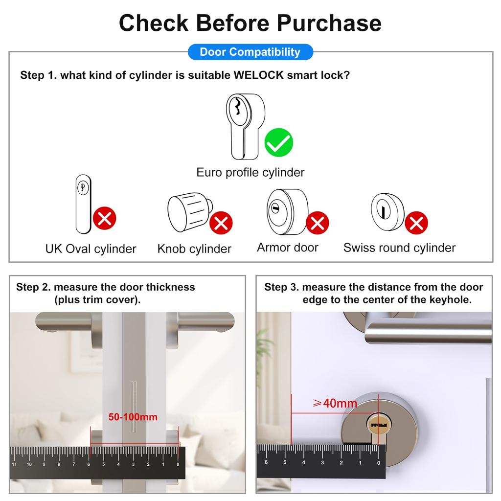 Checking door compatibility before buying a Tuya smart lock