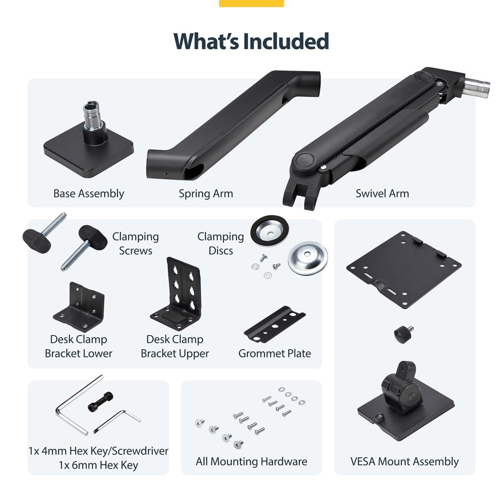 What comes in a monitor hydraulic mount package