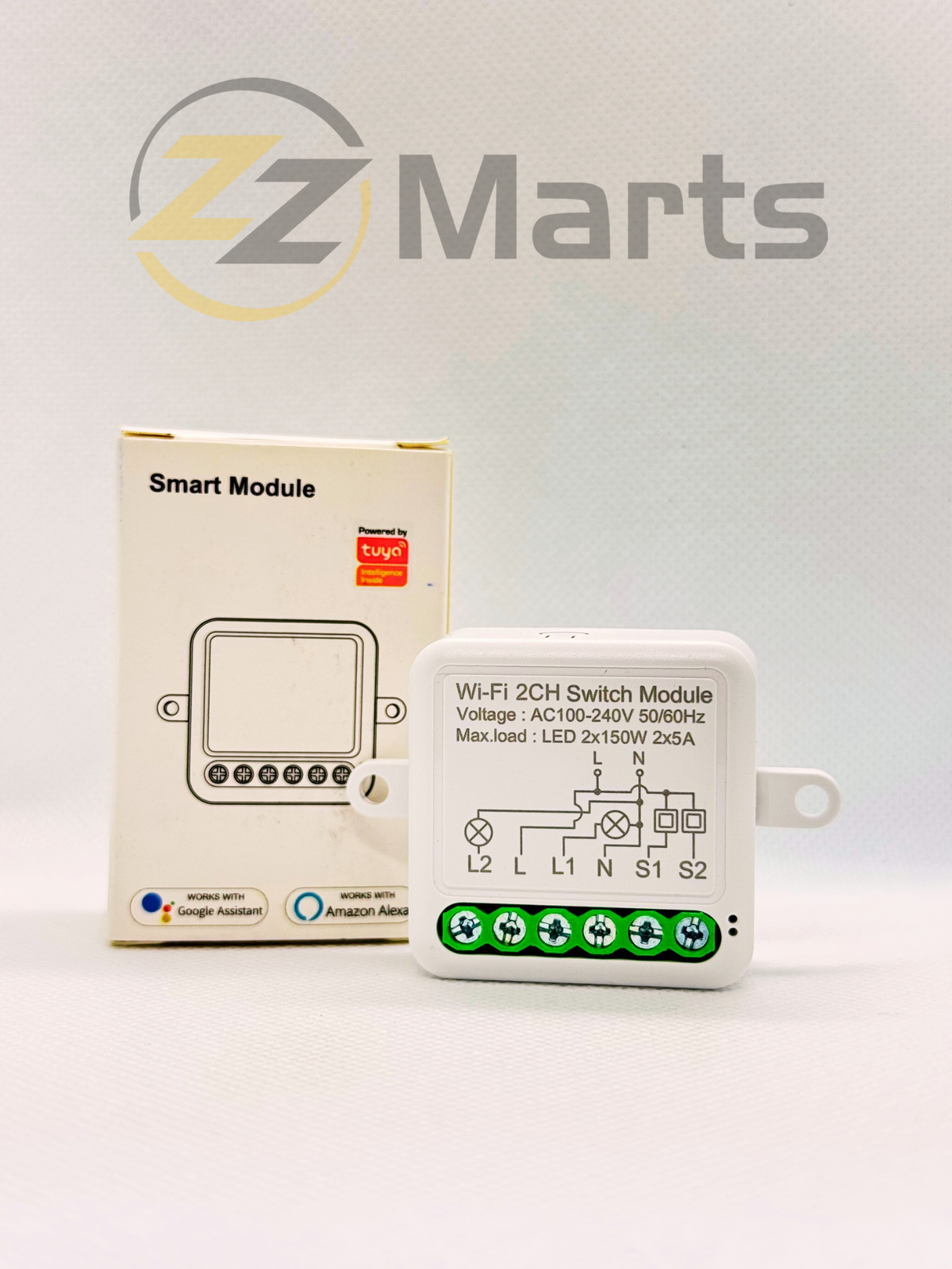 Tuya WiFi Smart Switch Module 2CH – Mini Smart Relay (AC 100–240V)