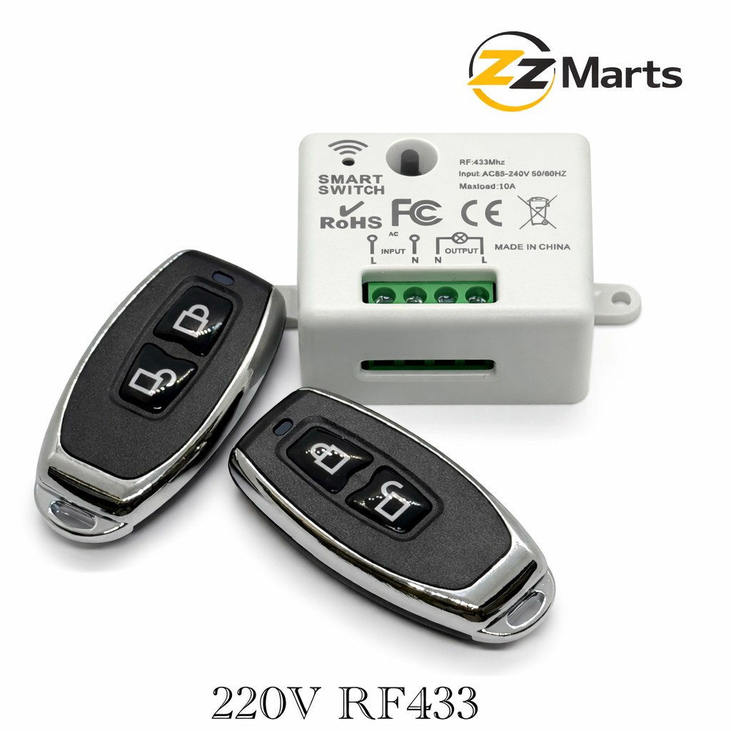 220V RF433 Smart Switch Module with Remote Control – Wireless Relay Receiver