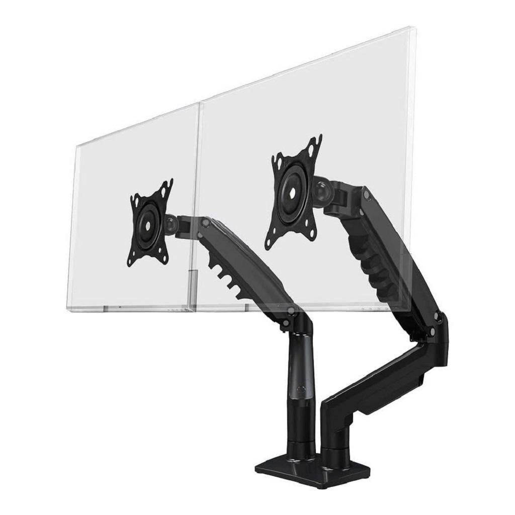 NB F195A Dual Monitor Arm – Gas Spring Table Clip Mount (22″–32″)