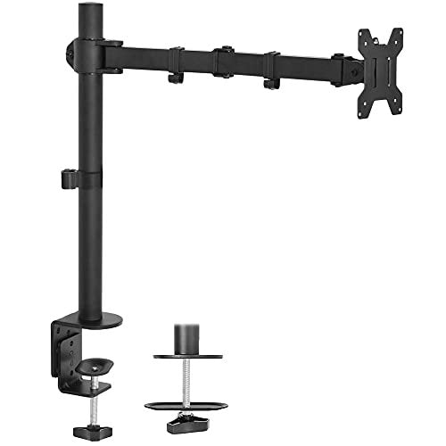 Single Monitor Table Clip Mount – Adjustable Desk Clamp Monitor Arm