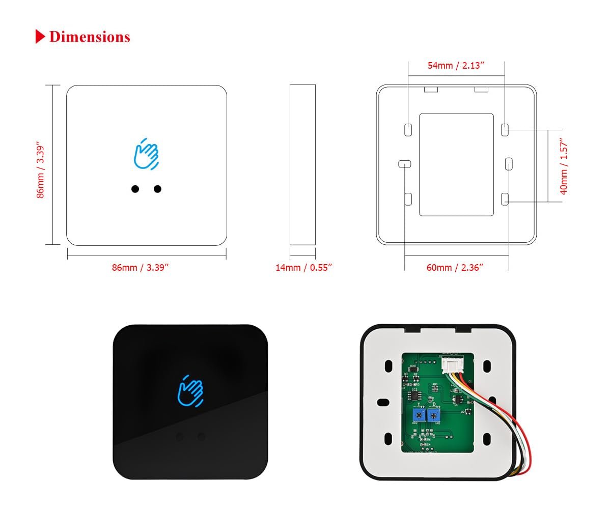 No Touch Exit Button – 3x3 Plastic Infrared Sensor Switch