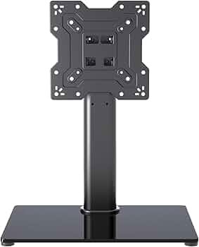 TV Table Mount 14″–27″ with Glass Base – Adjustable TV Stand