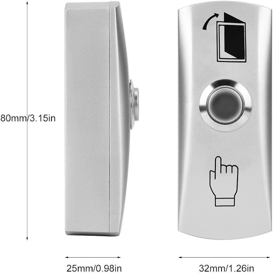 Curved Stainless Steel Exit Button – Door Release Access Control Switch 1X3