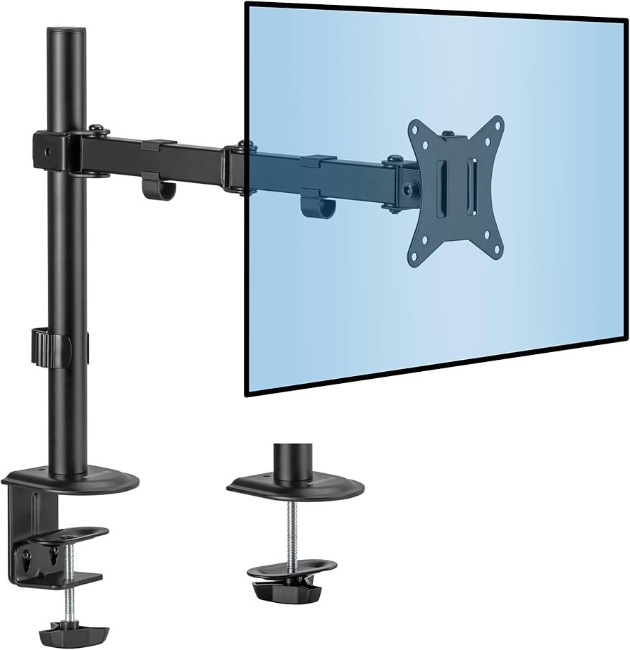 Single Monitor Table Clip Mount – Adjustable Desk Clamp Monitor Arm