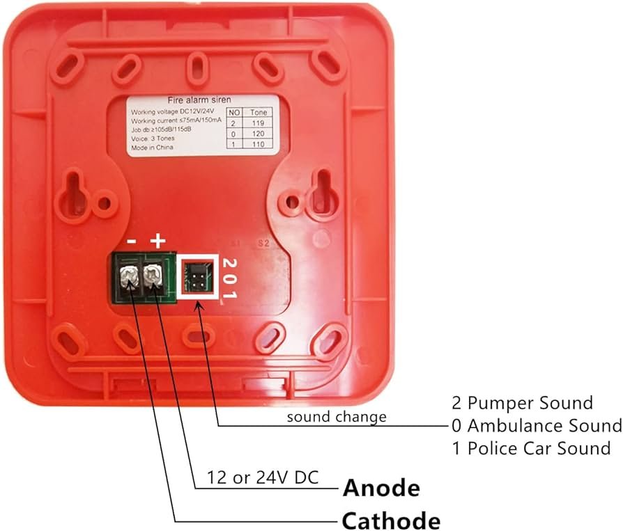 Fire Alarm Sounder Flasher with LED Strobe – 12V / 24V Warning Siren