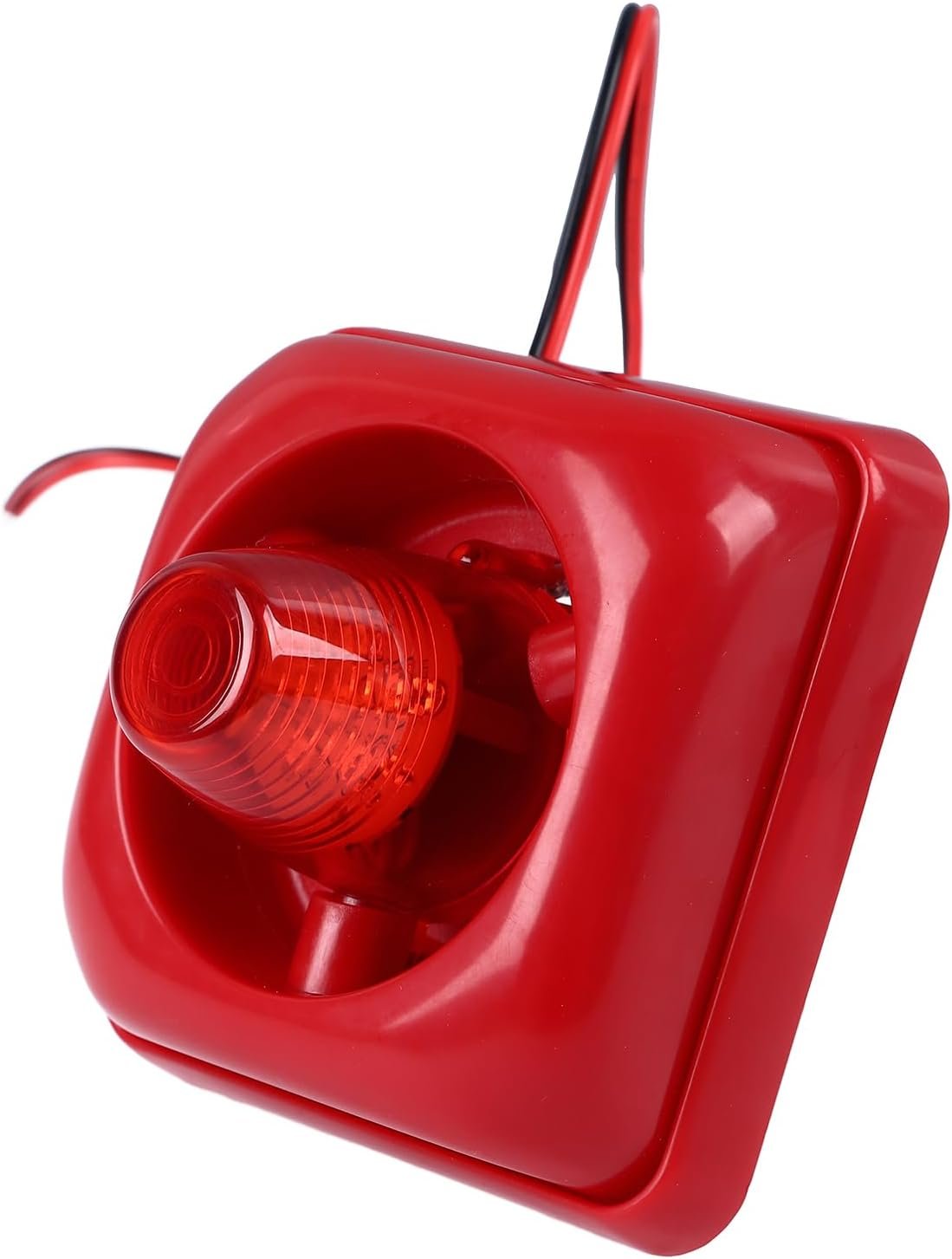 Fire Alarm Siren with Strobe Light – 12V/24V Emergency Warning Horn (Red)