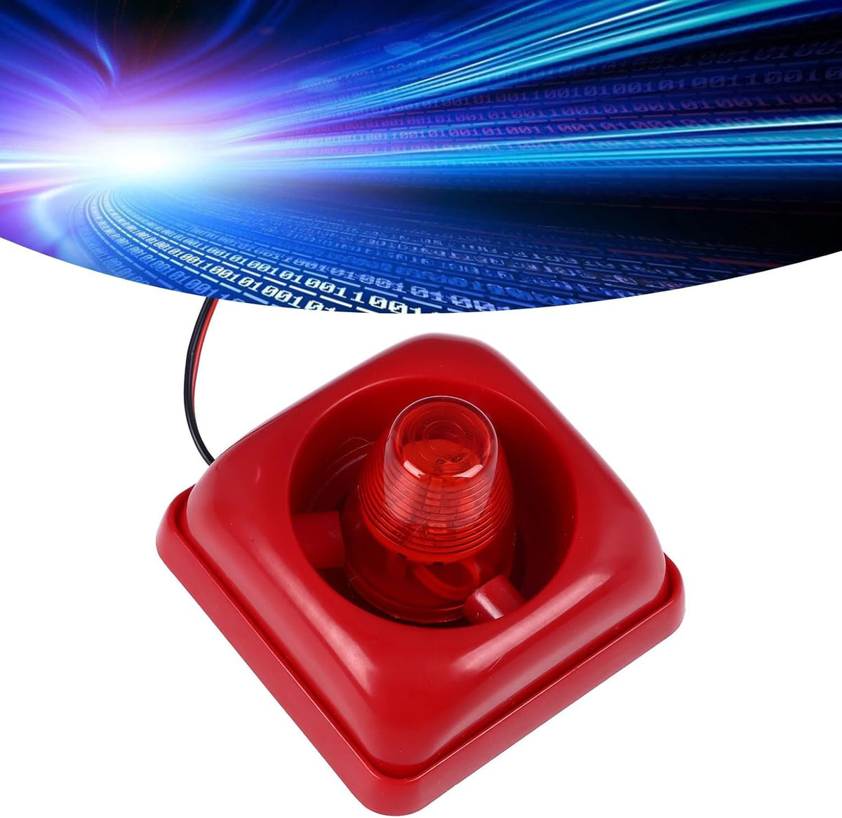 Fire Alarm Siren with Strobe Light – 12V/24V Emergency Warning Horn (Red)