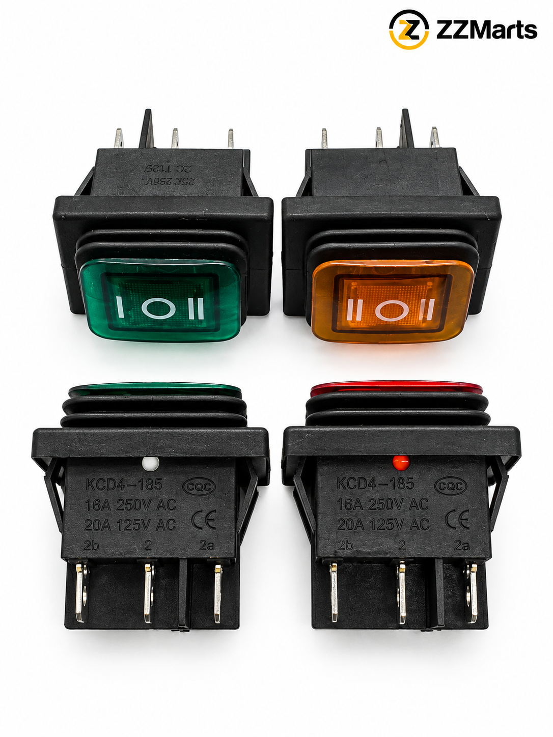 Illuminated Rocker Switch – 6-Pin ON-OFF-ON, Square (Pack of 2)