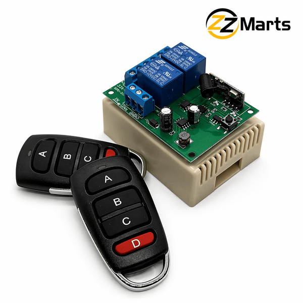 2 Channel Wireless Remote Control Relay Kit – 12V (2CH Pulse Kit)