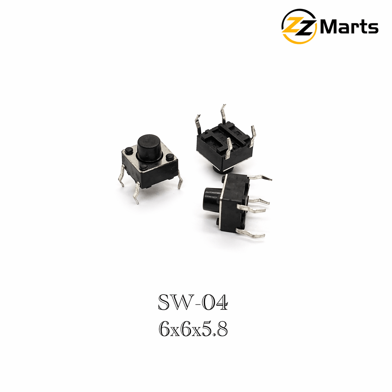 Tactile Push Button Switch 6×6×5.8mm (SW-04) – 4 Pin Momentary Switch