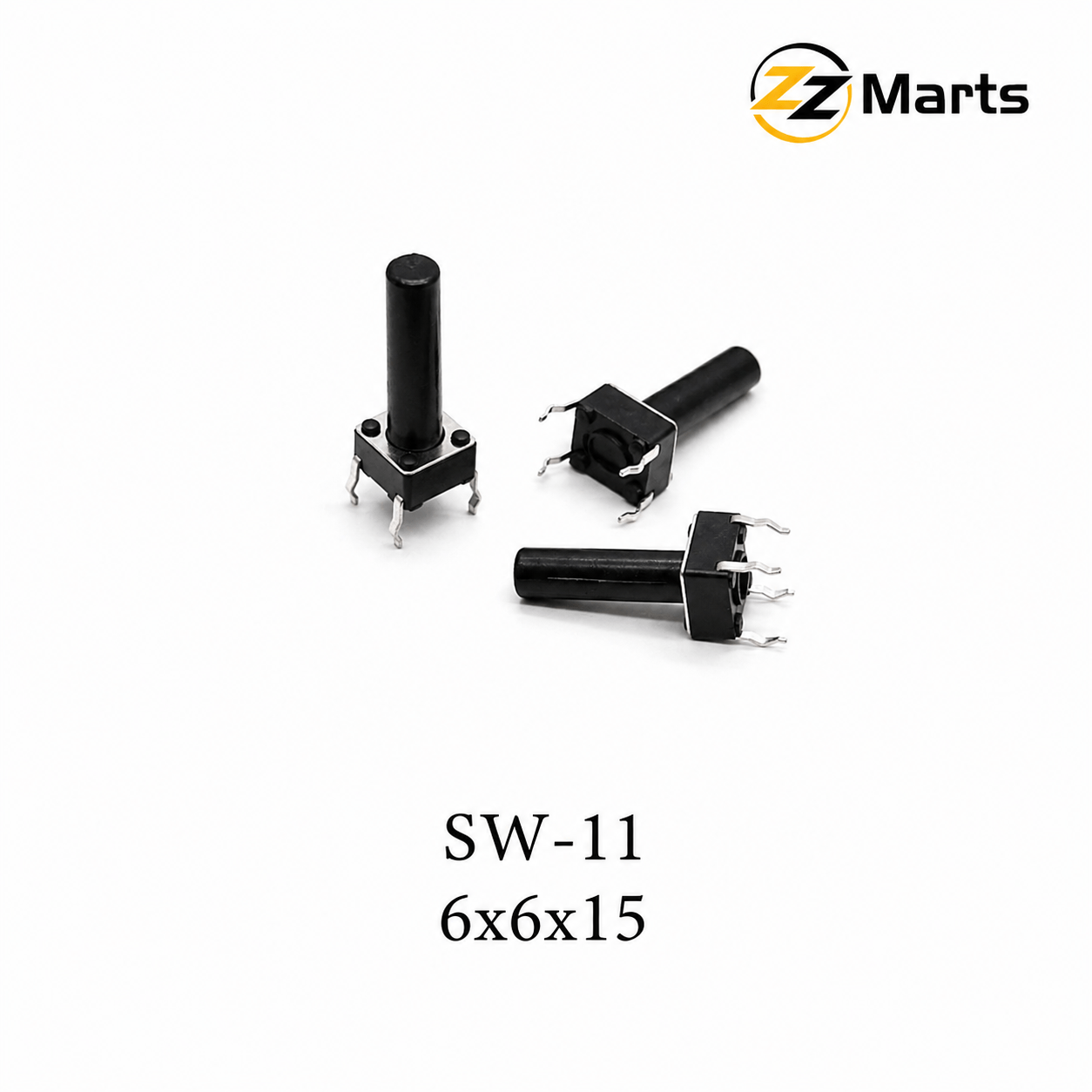 Tactile Push Button Switch 6×6×15mm (SW-11) – Ultra Long Stem Momentary Switch
