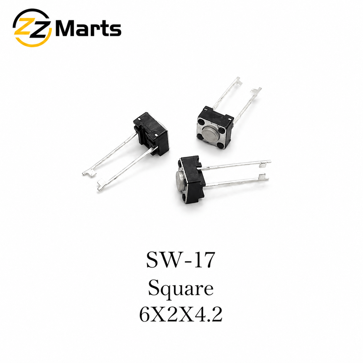 Square Tactile Push Button Switch 6×2×4.2mm (SW-17) – Compact Through-Hole Switch