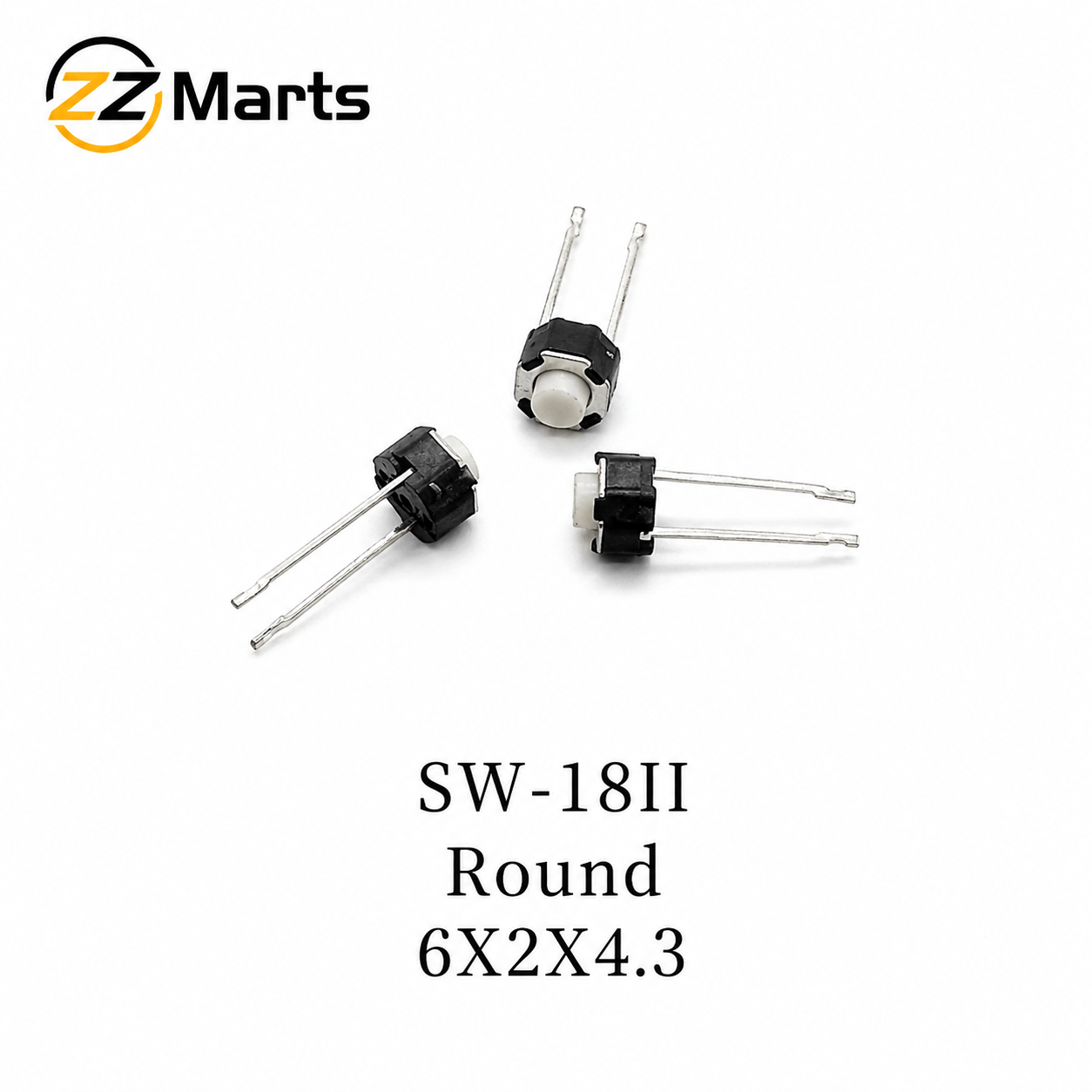 Round Tactile Push Button Switch 6×2×4.3mm (SW-18II) – Mini Through-Hole Round Switch