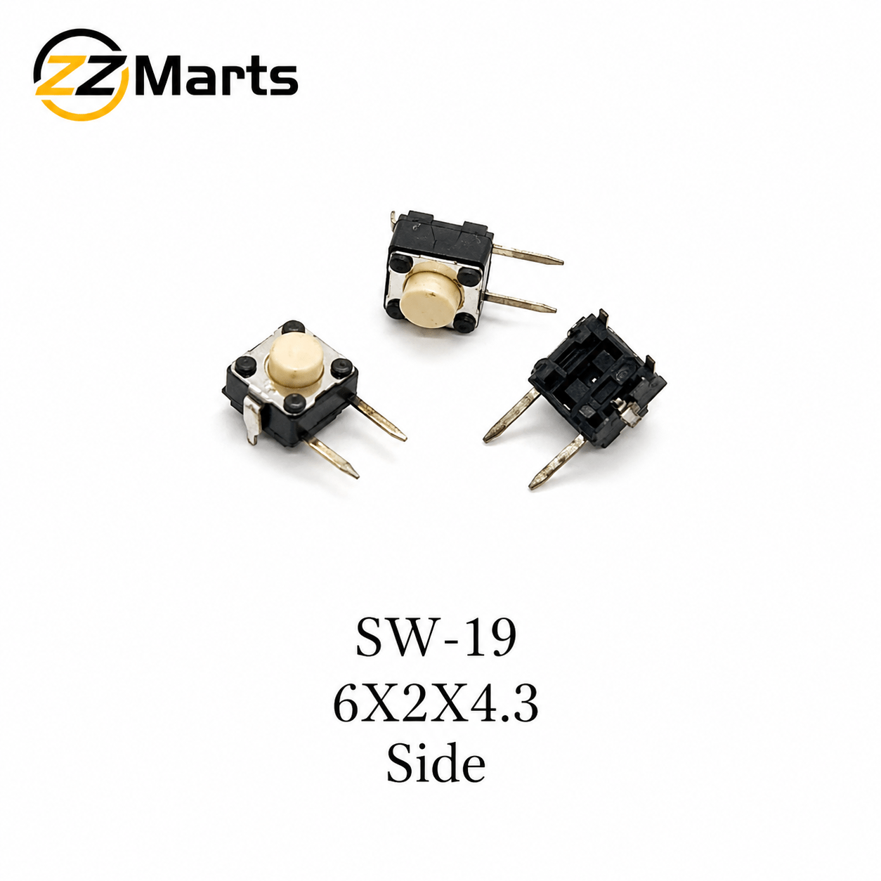 Side Push Tactile Switch 6×2×4.3mm (SW-19) – Right Angle PCB Mount