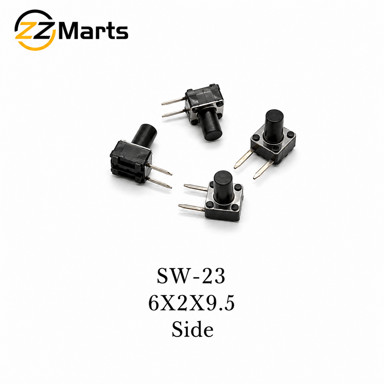 Side Push Tactile Switch 6×2×9.5mm (SW-23) – Horizontal / Right-Angle Button