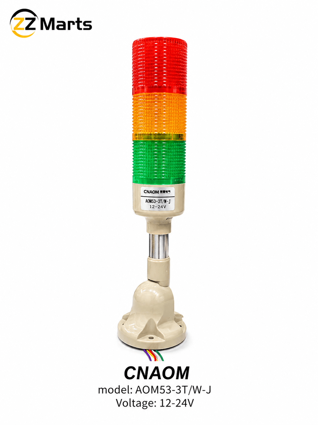 Industrial Signal Tower Light (CNAOM AOM53-3T/W-J – 12-24V)
