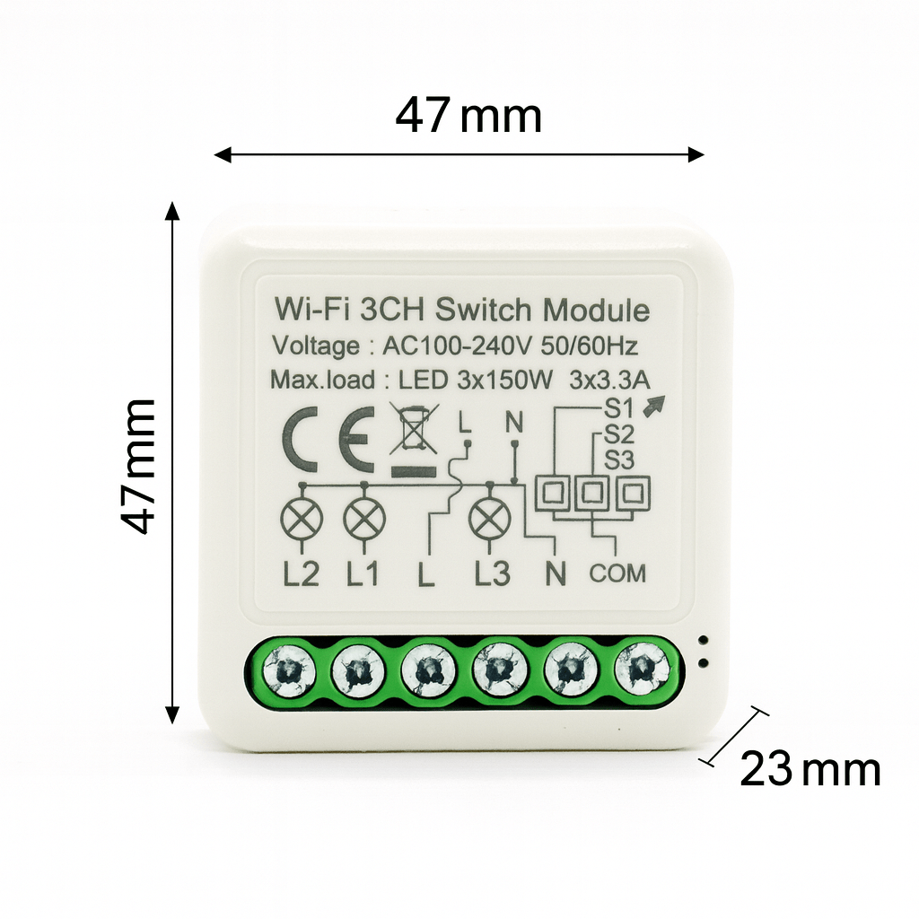 Mini Smart WiFi Switch 3CH | Smart Life Tuya Compatible