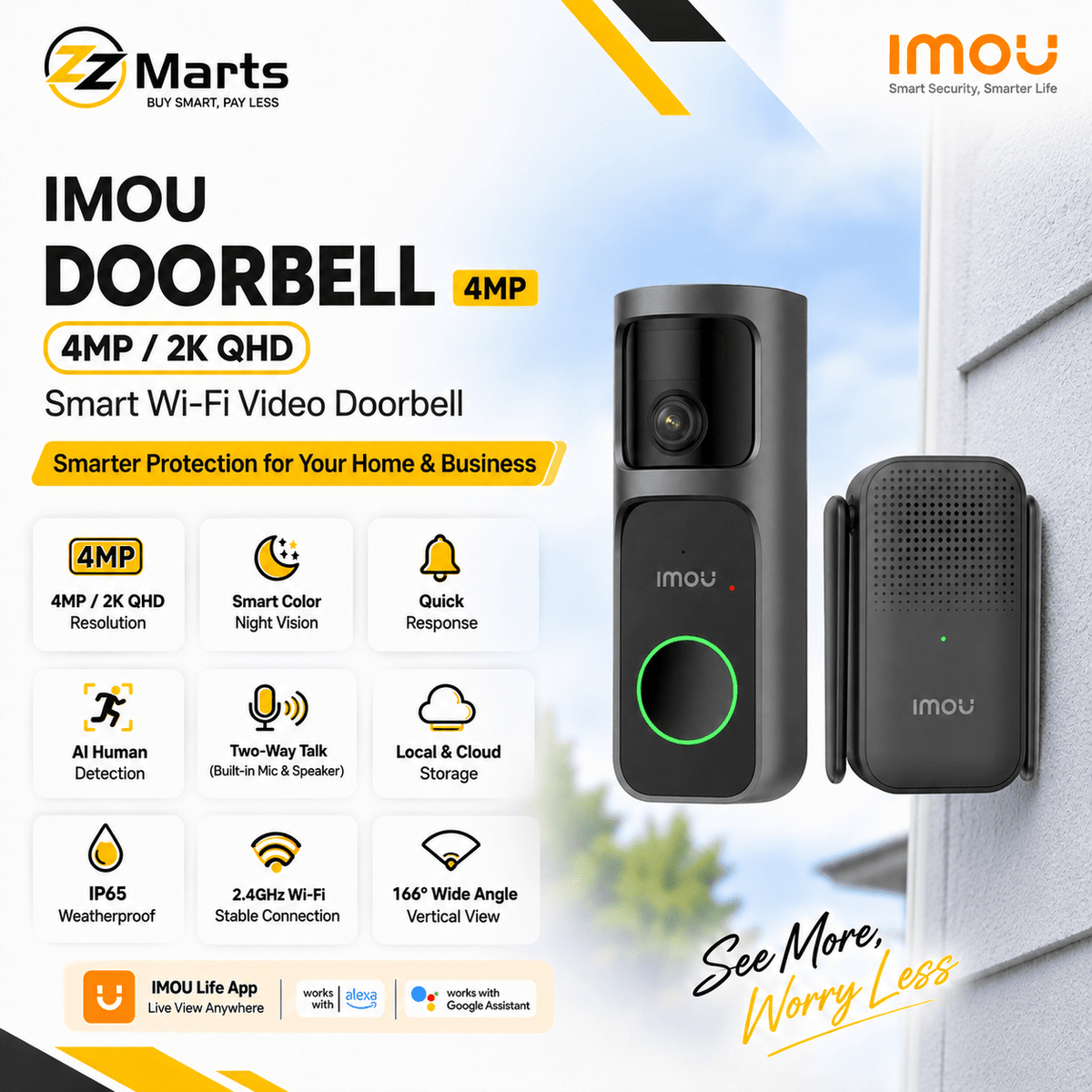 Imou 4MP WiFi Video Doorbell | ZZ Marts