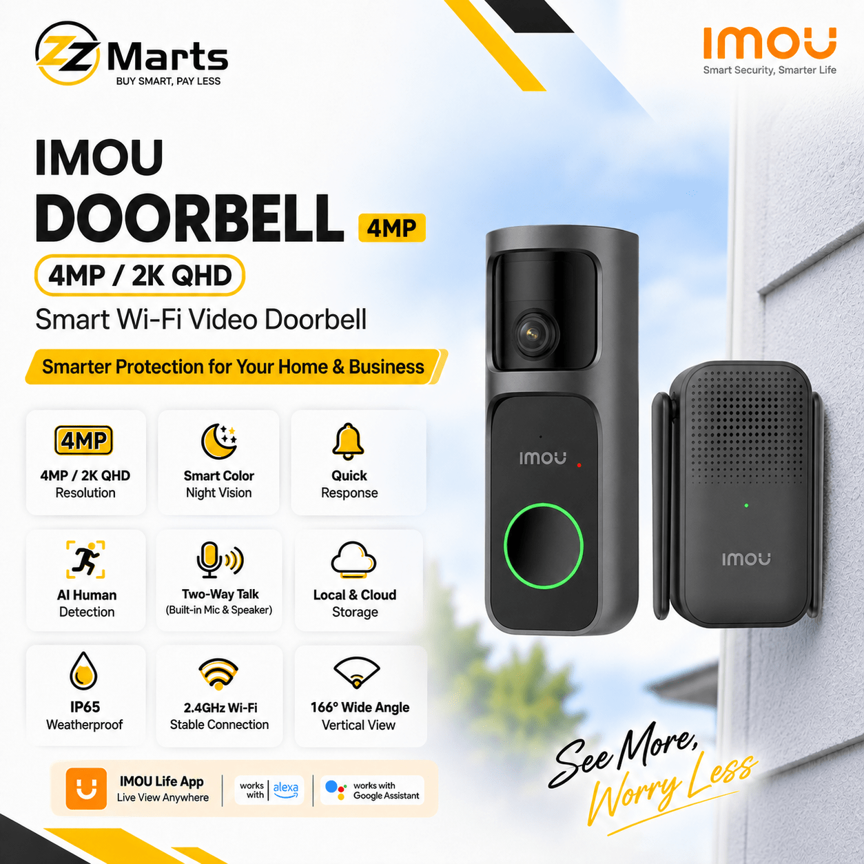 Imou 4MP WiFi Video Doorbell | ZZ Marts