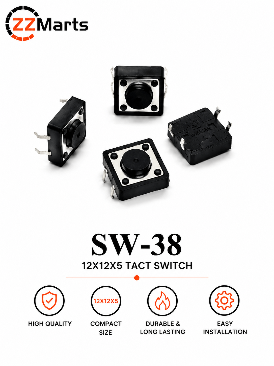 SW-38 Tact Switch (12×12×5mm) Touch Button