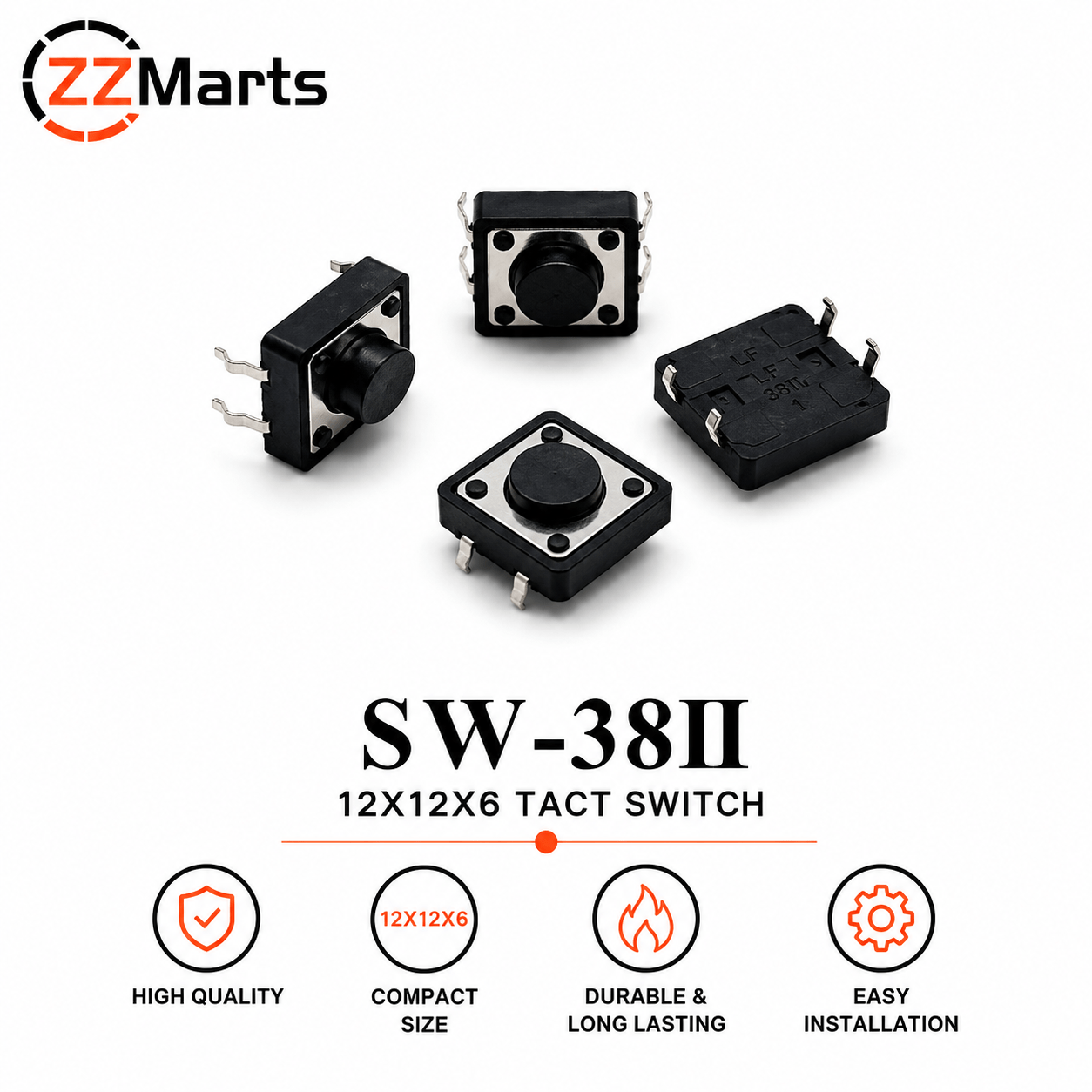SW-38II Tact Switch (12×12×6mm) Touch Button