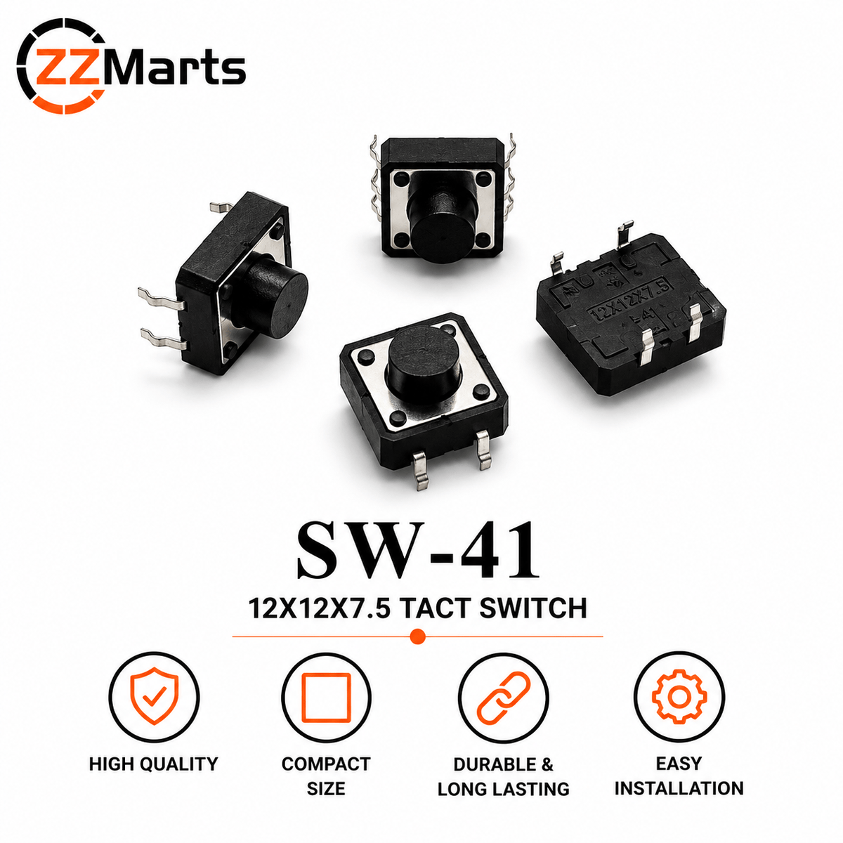 SW-41 Tact Switch (12×12×7.5mm) Touch Button