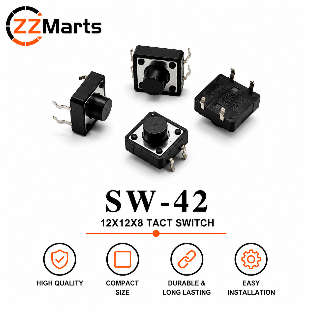 SW-42 Tact Switch (12×12×8mm) Touch Button