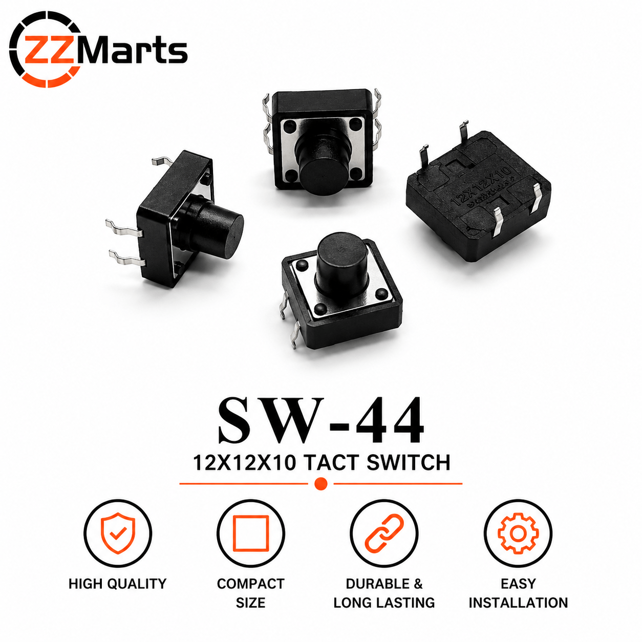 SW-44 Tact Switch (12×12×10mm) Touch Button