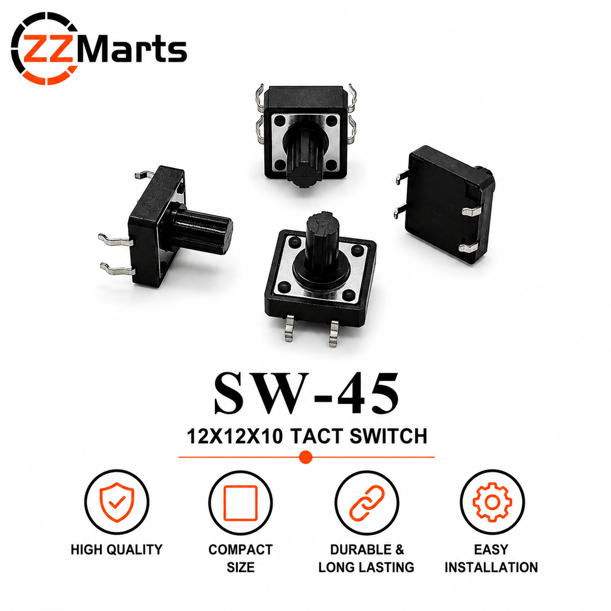 SW-45 Tact Switch (12×12×10mm) Touch Button