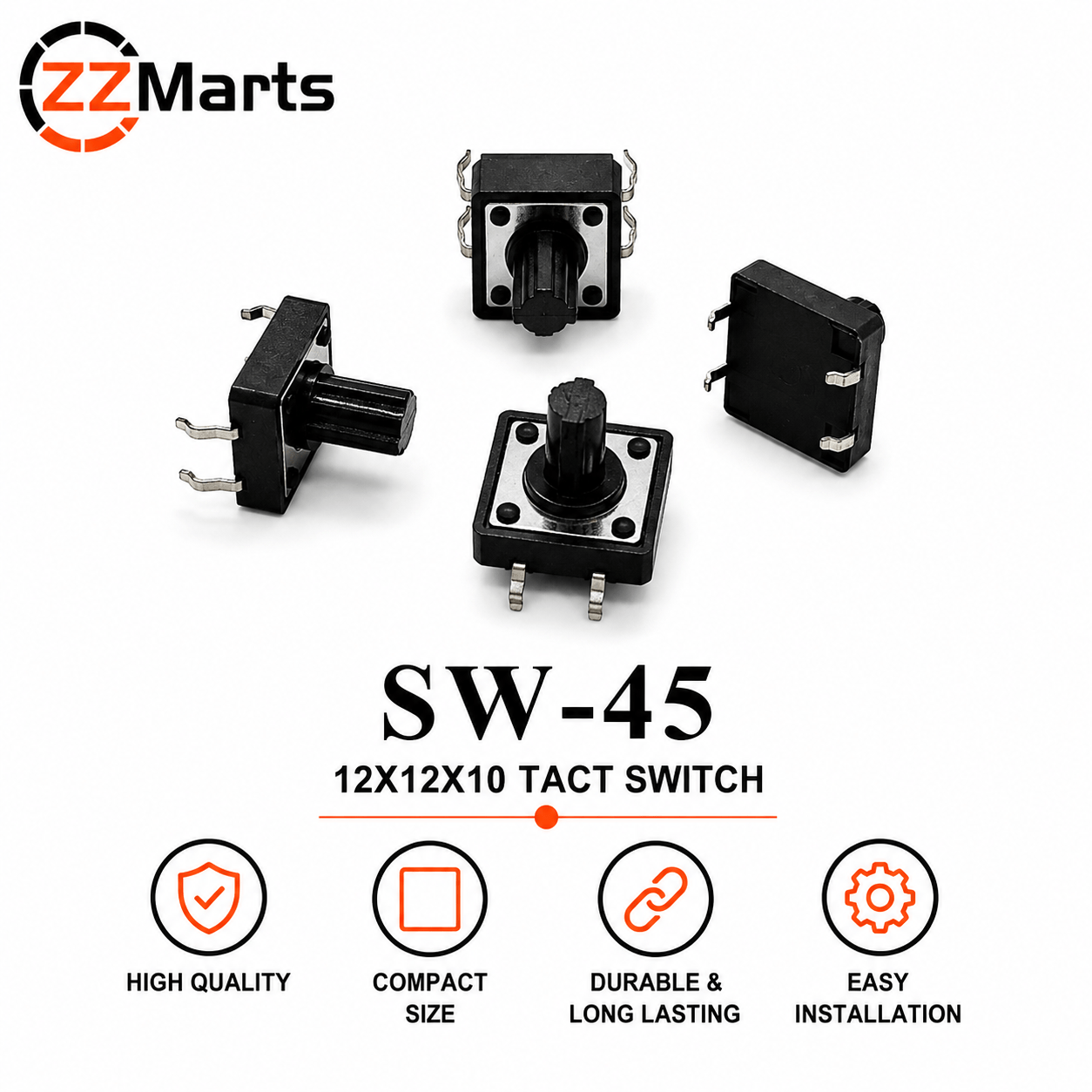 SW-45 Tact Switch (12×12×10mm) Touch Button