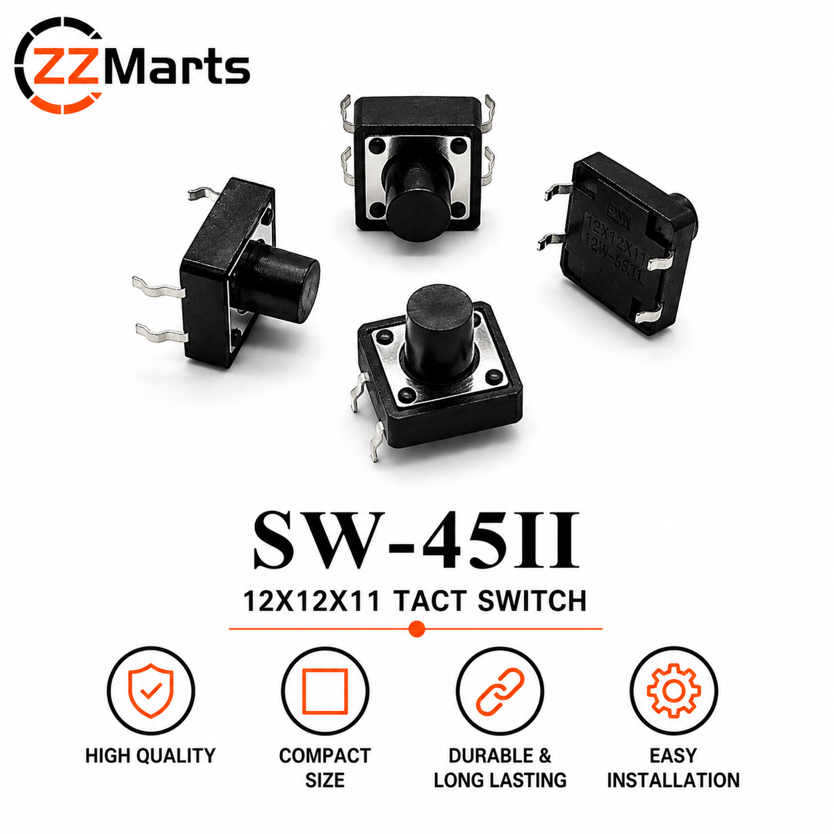 SW-45II Tact Switch (12×12×11mm) Touch Button