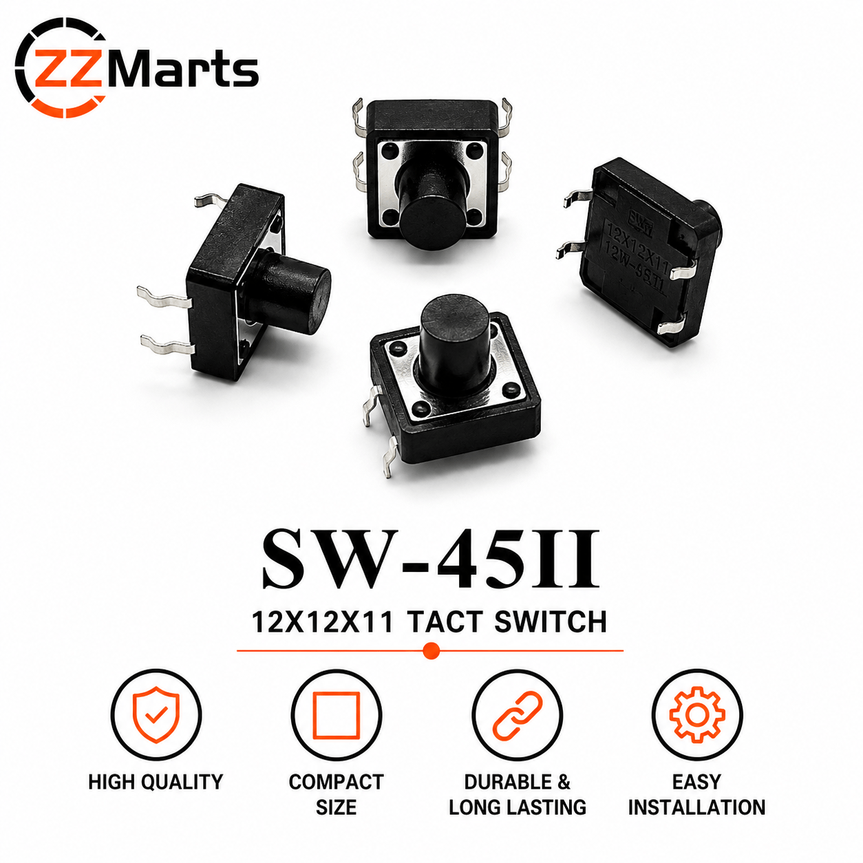 SW-45II Tact Switch (12×12×11mm) Touch Button