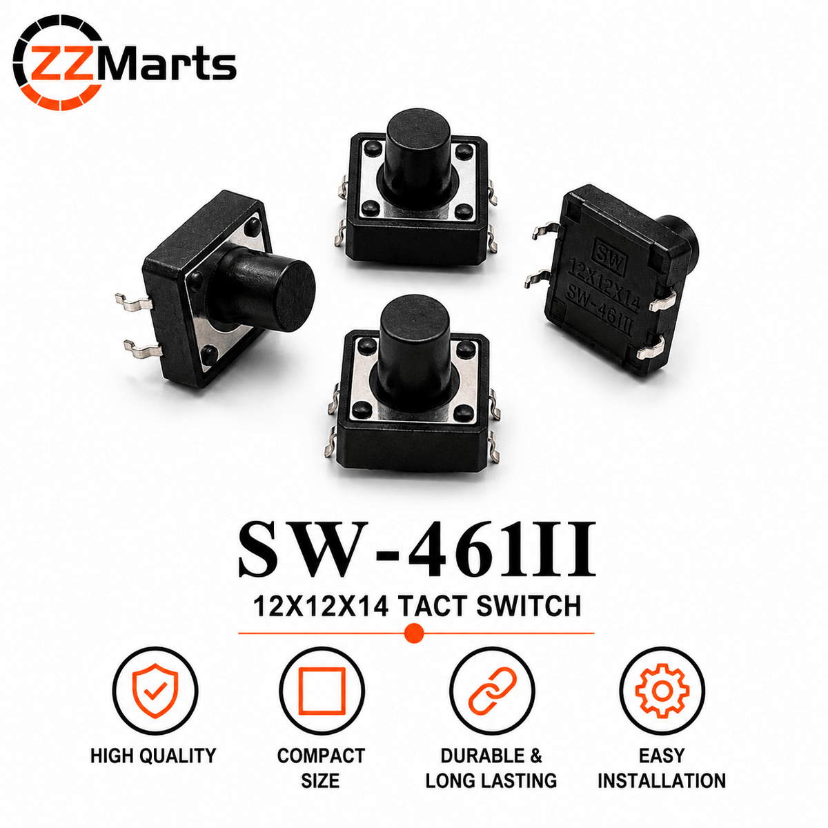 SW-46II Tact Switch (12×12×14mm) Touch Button