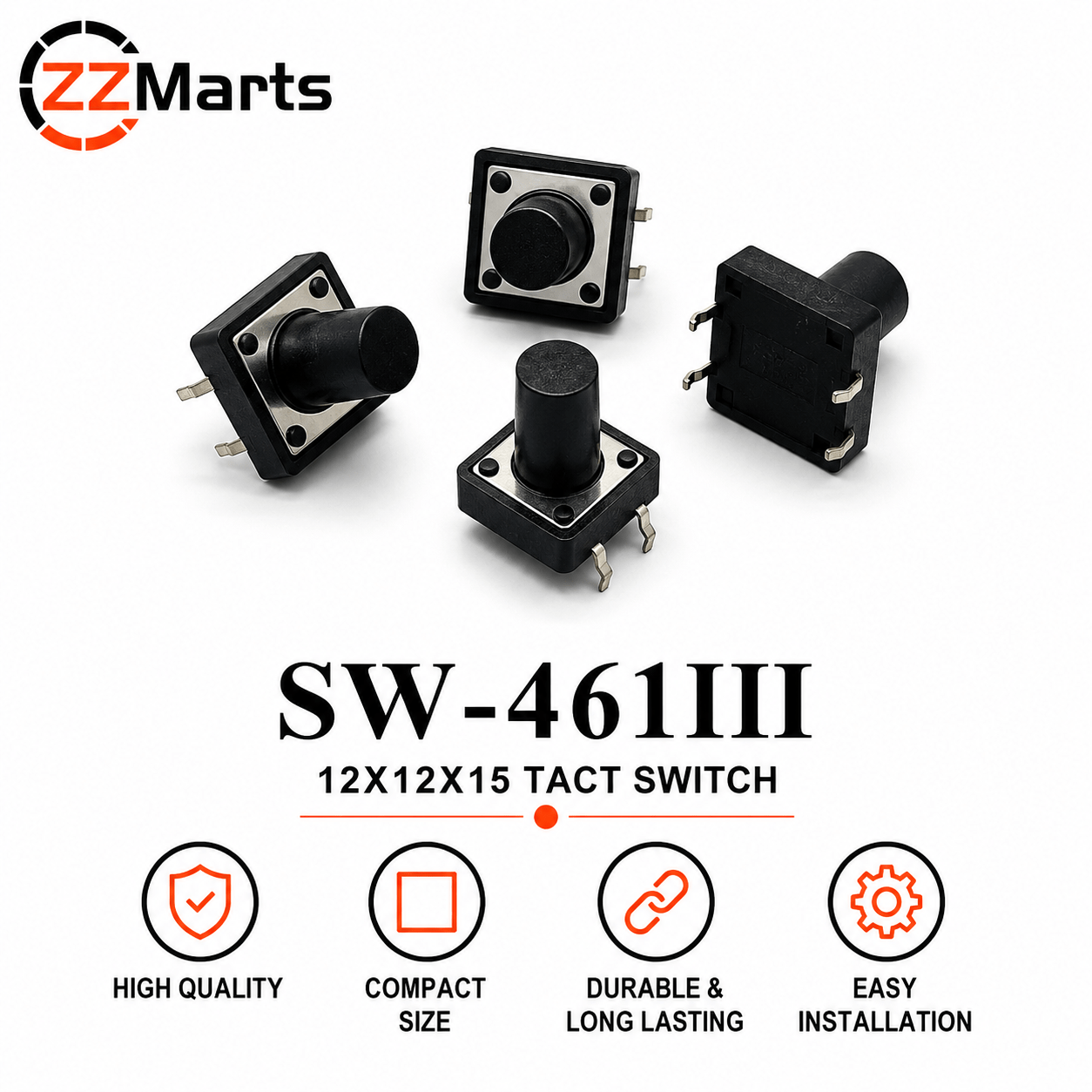 SW-46III Tact Switch (12×12×15mm)