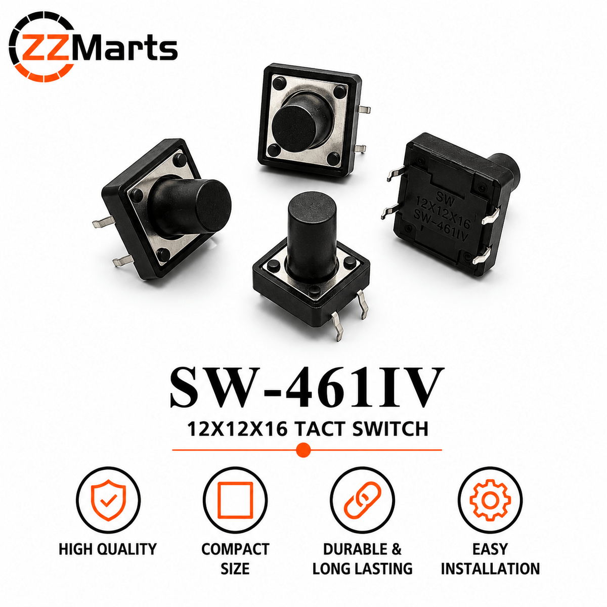 SW-46IV Tact Switch (12×12×16mm) Touch Button