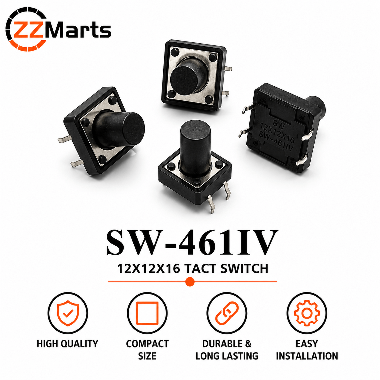 SW-46IV Tact Switch (12×12×16mm) Touch Button