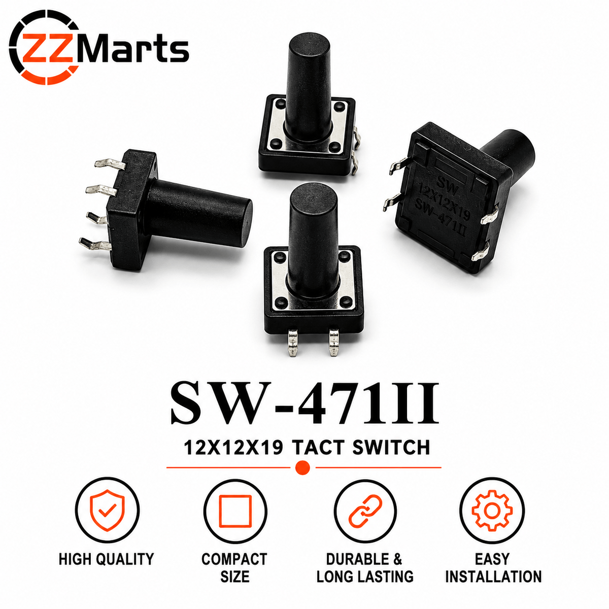 SW-47II Tact Switch (12×12×19mm) Touch Button