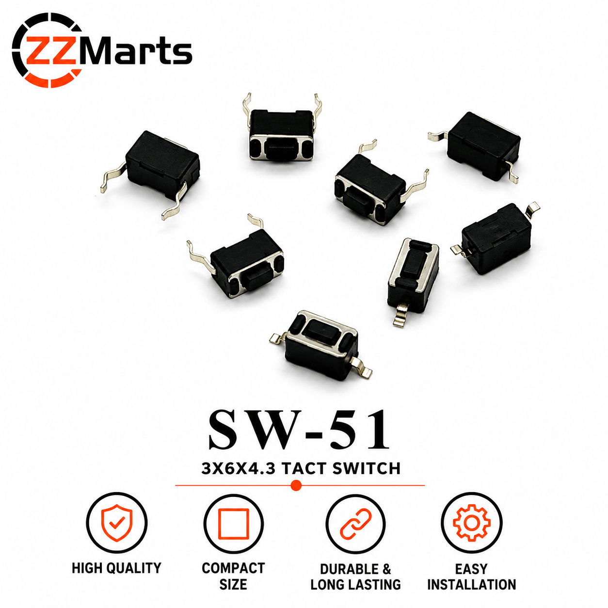 SW-51 3x6x4.3 Tact Switch Micro Touch Button