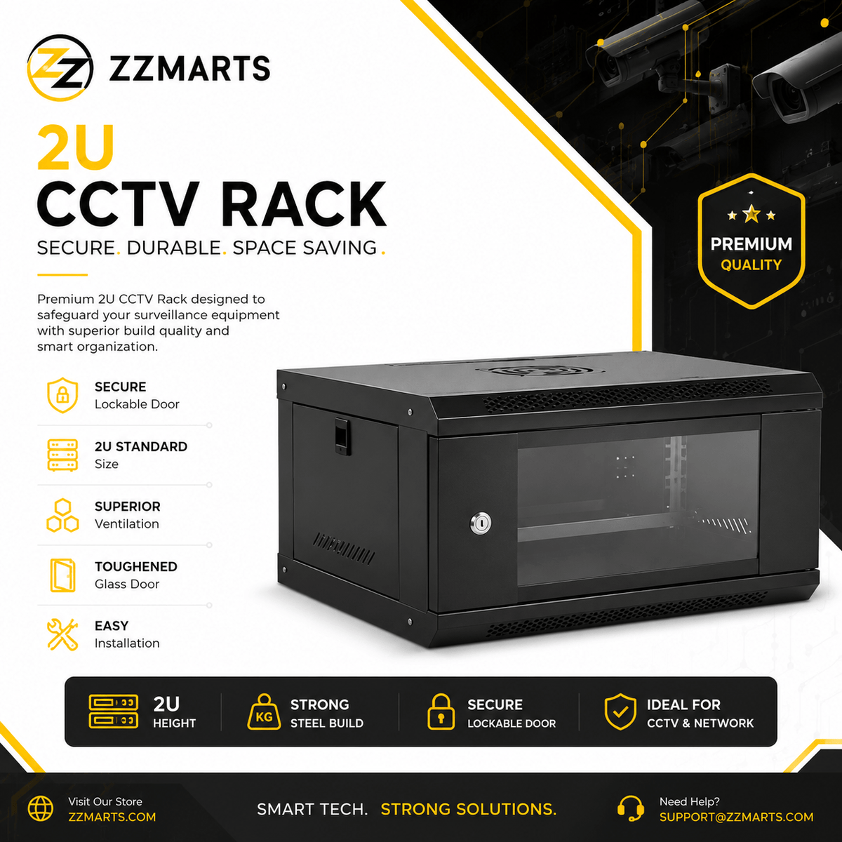2U CCTV Rack – Wall Mount Network Cabinet