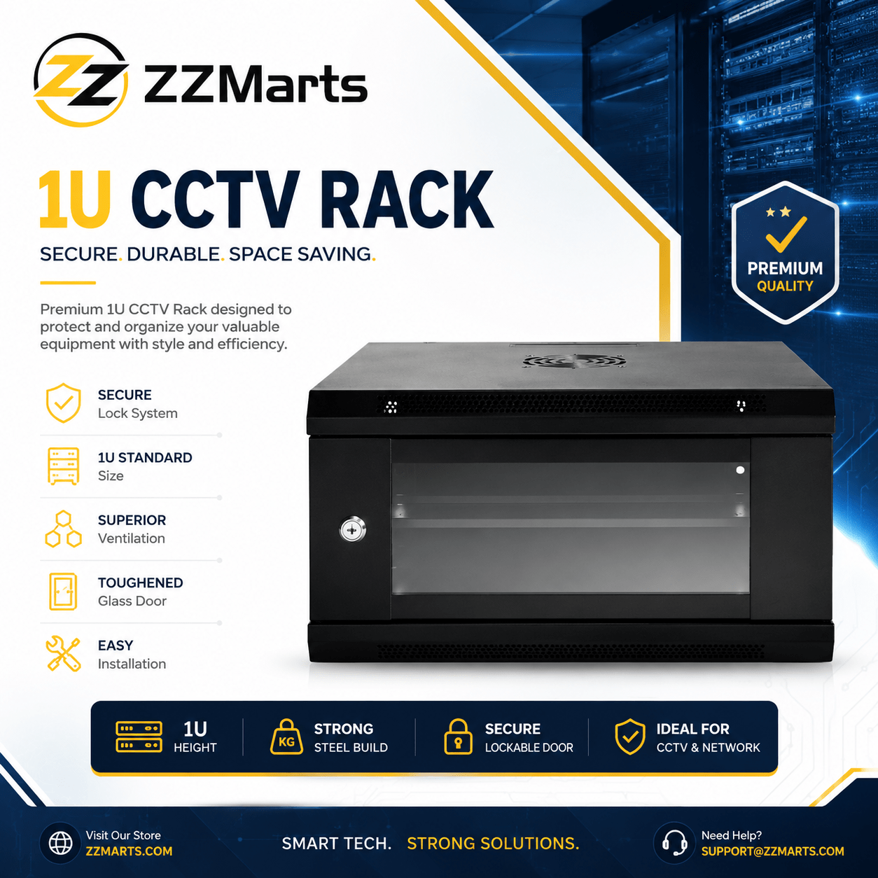 1U CCTV Rack – Wall Mount Network Cabinet