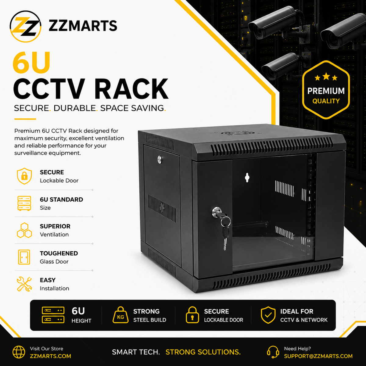 6U CCTV Rack – Wall Mount Network Cabinet Double Section