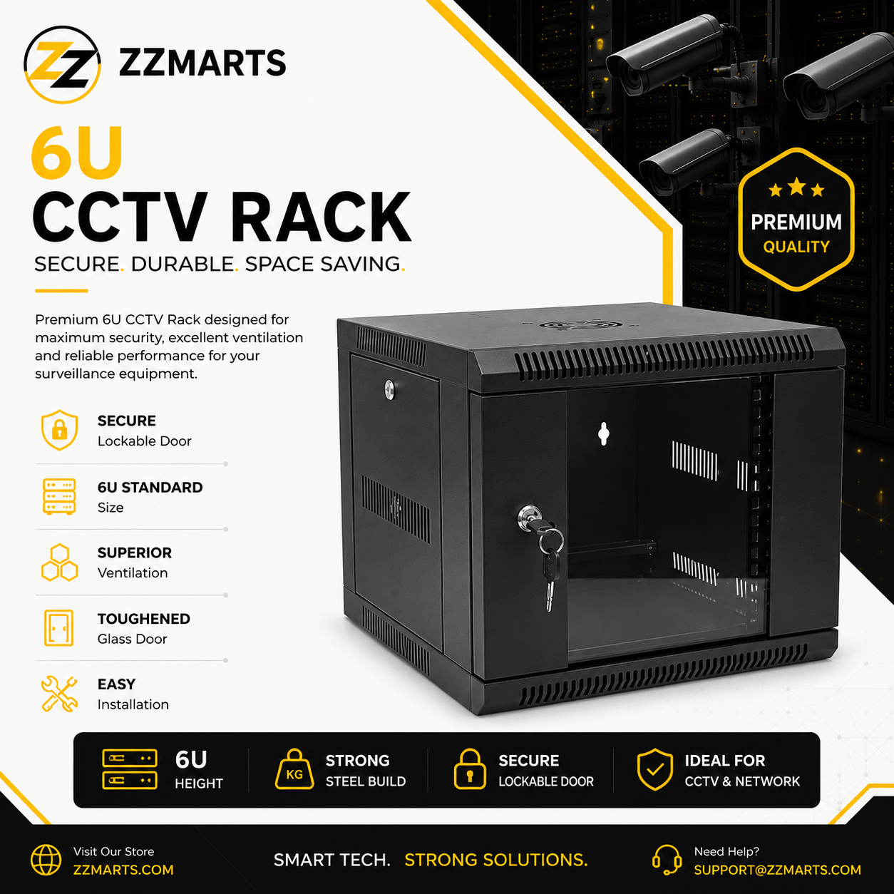 6U CCTV Rack – Wall Mount Network Cabinet Double Section