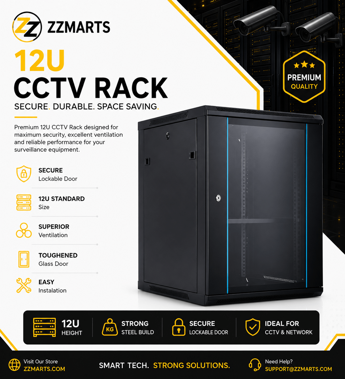 12U CCTV Rack – Wall Mount Network Cabinet