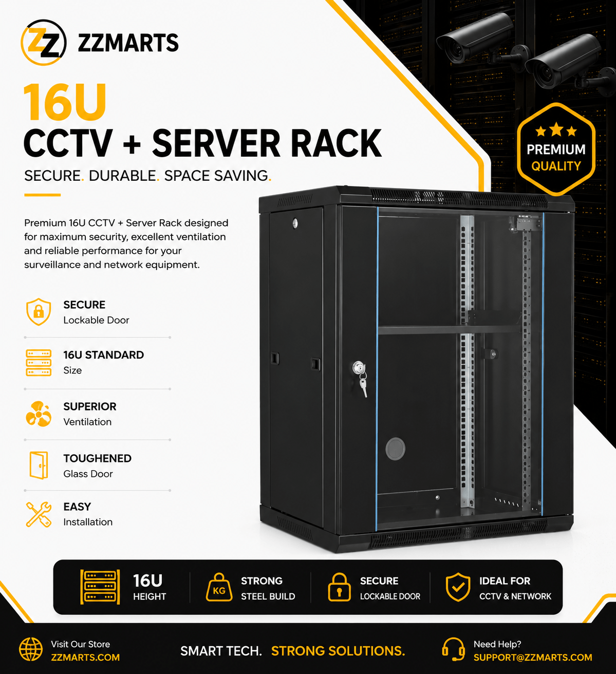 16U CCTV + Server Rack Cabinet