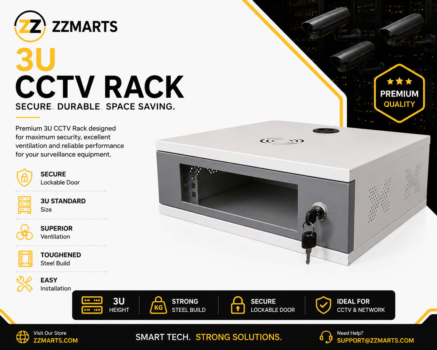 3U CCTV Rack – Wall Mount Network Cabinet