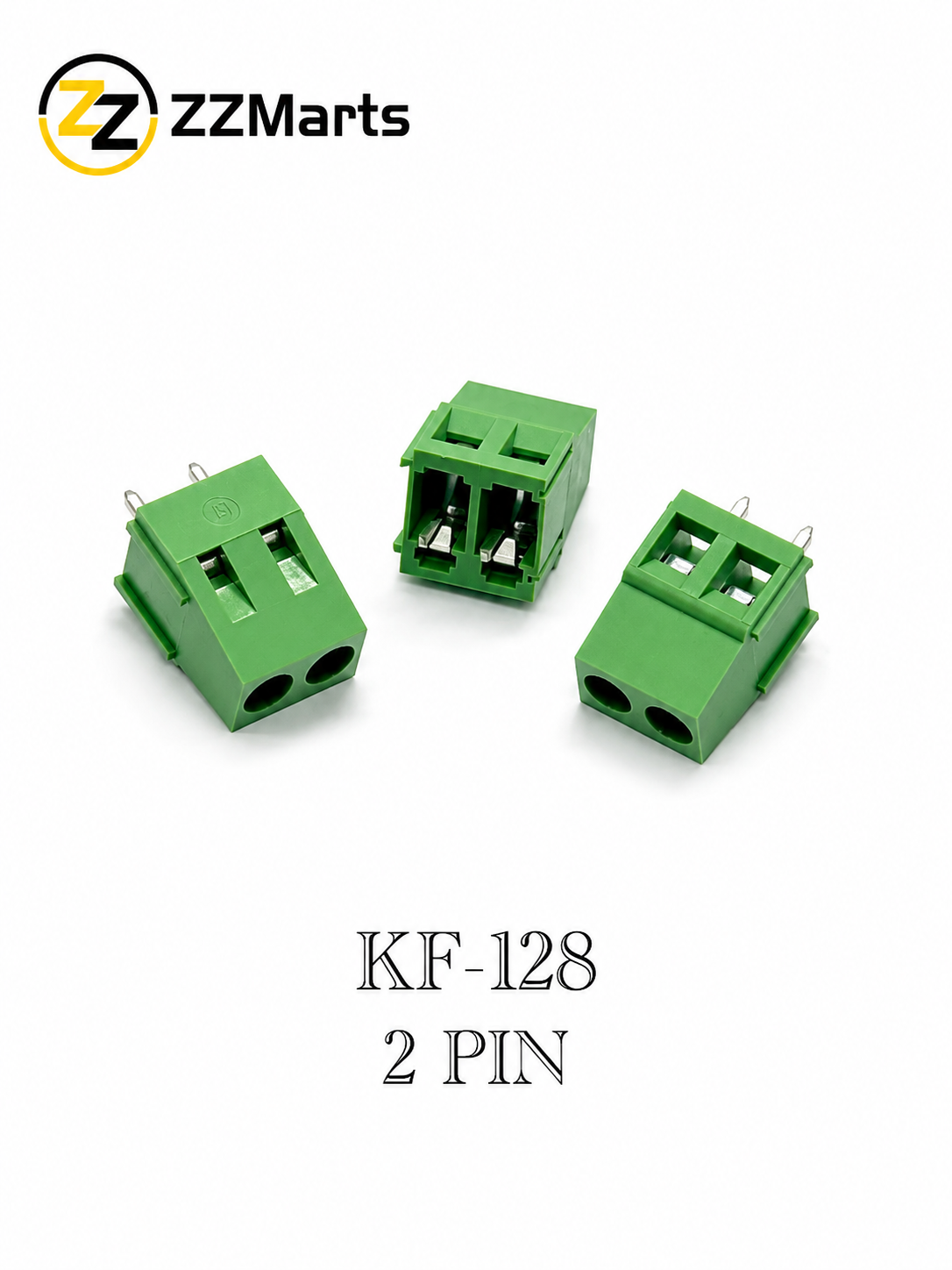 KF-128 PCB Screw Terminal Block – 2 Pin (5mm Pitch)