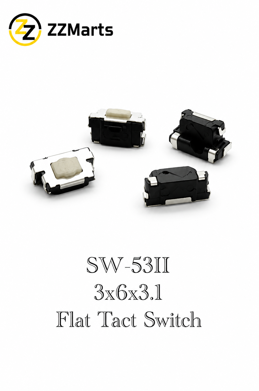SW-53II 3×6×3.1mm Flat SMD Tact Switch (Pack of 20)